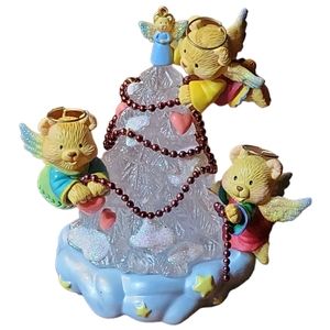 Vtg Angelic Antics Christmas Ornament Carlton Cards Teddy Bear Angels Tree